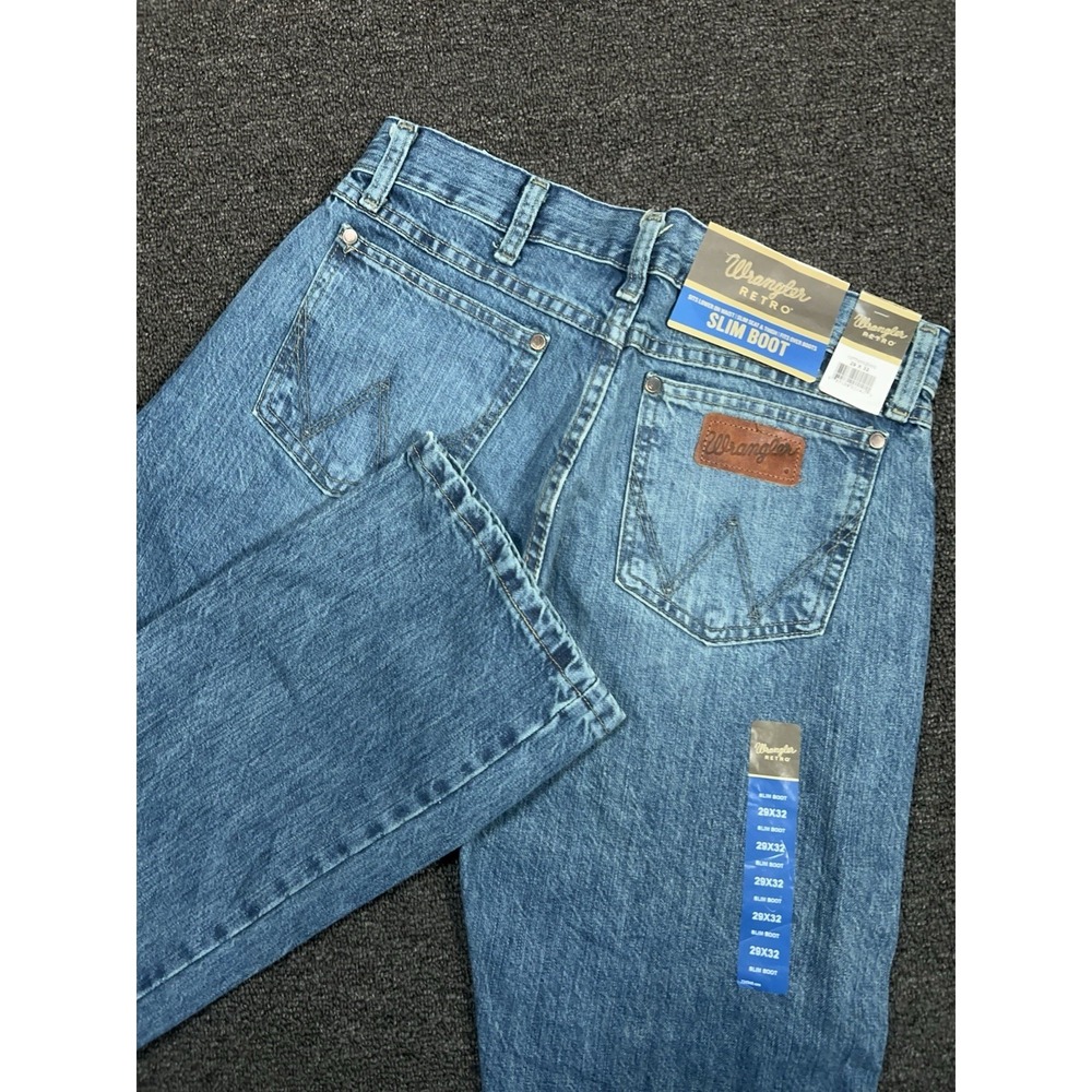 New‎ Wrangler Retro Slim Boot Jeans Mens 29x32 (Fits 30x33) Blue Denim Western